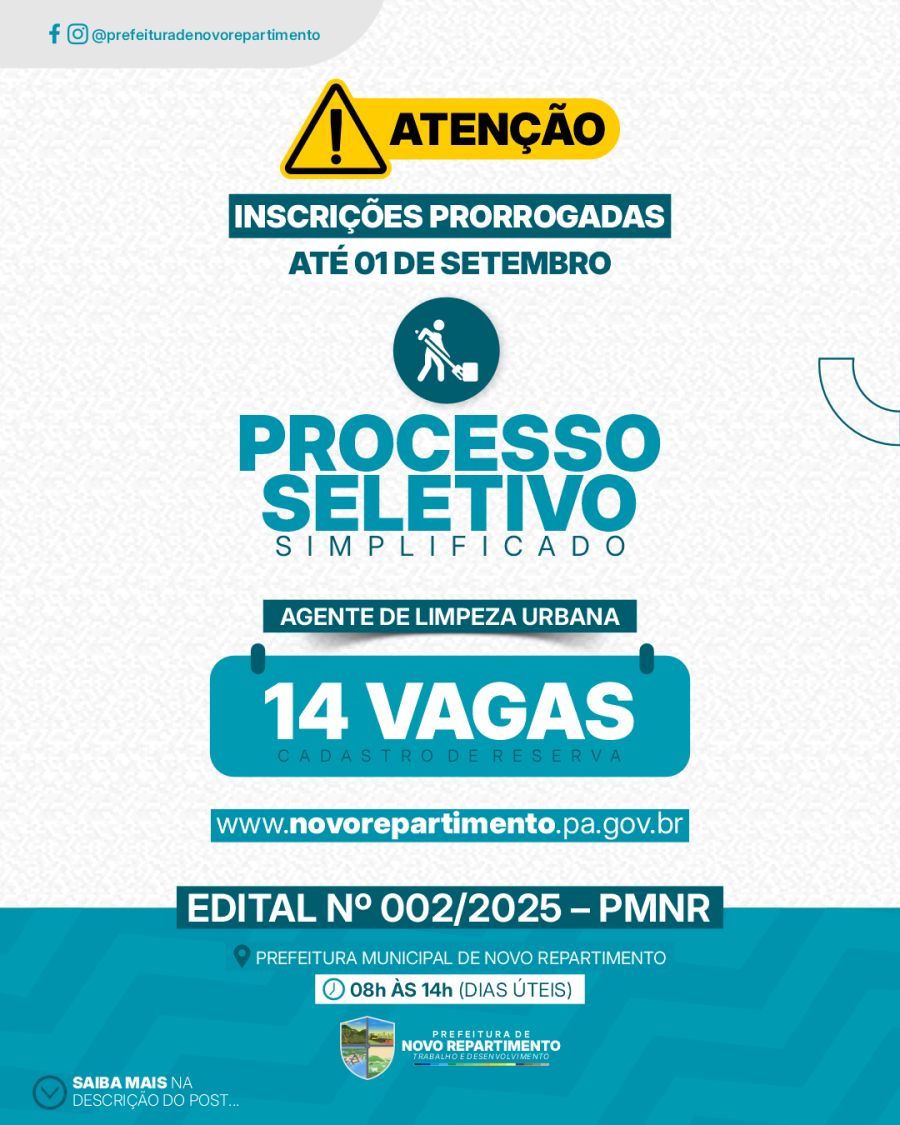 EDITAL DE PROCESSO SELETIVO SIMPLIFICADO PARACADASTRO DE RESERVA DE AGENTE DE LIMPEZAURBANA, 